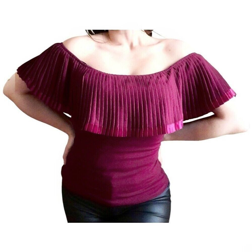 Elegant Off-Shoulder Burgundy Top
